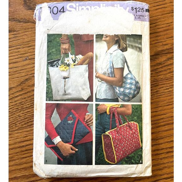 Vintage 1970s Simplicity 7004 Sewing Pattern Set of 4 Bags Clutch Tote COMPLETE - Picture 1 of 2